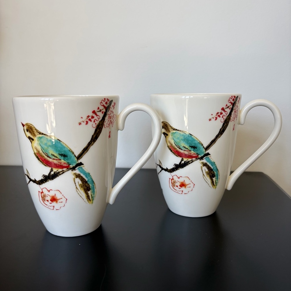 Lenox Simply Fine Chirp Bone China Mug 16 Fl Oz - Bird & Floral Design. - Picture 2 of 9